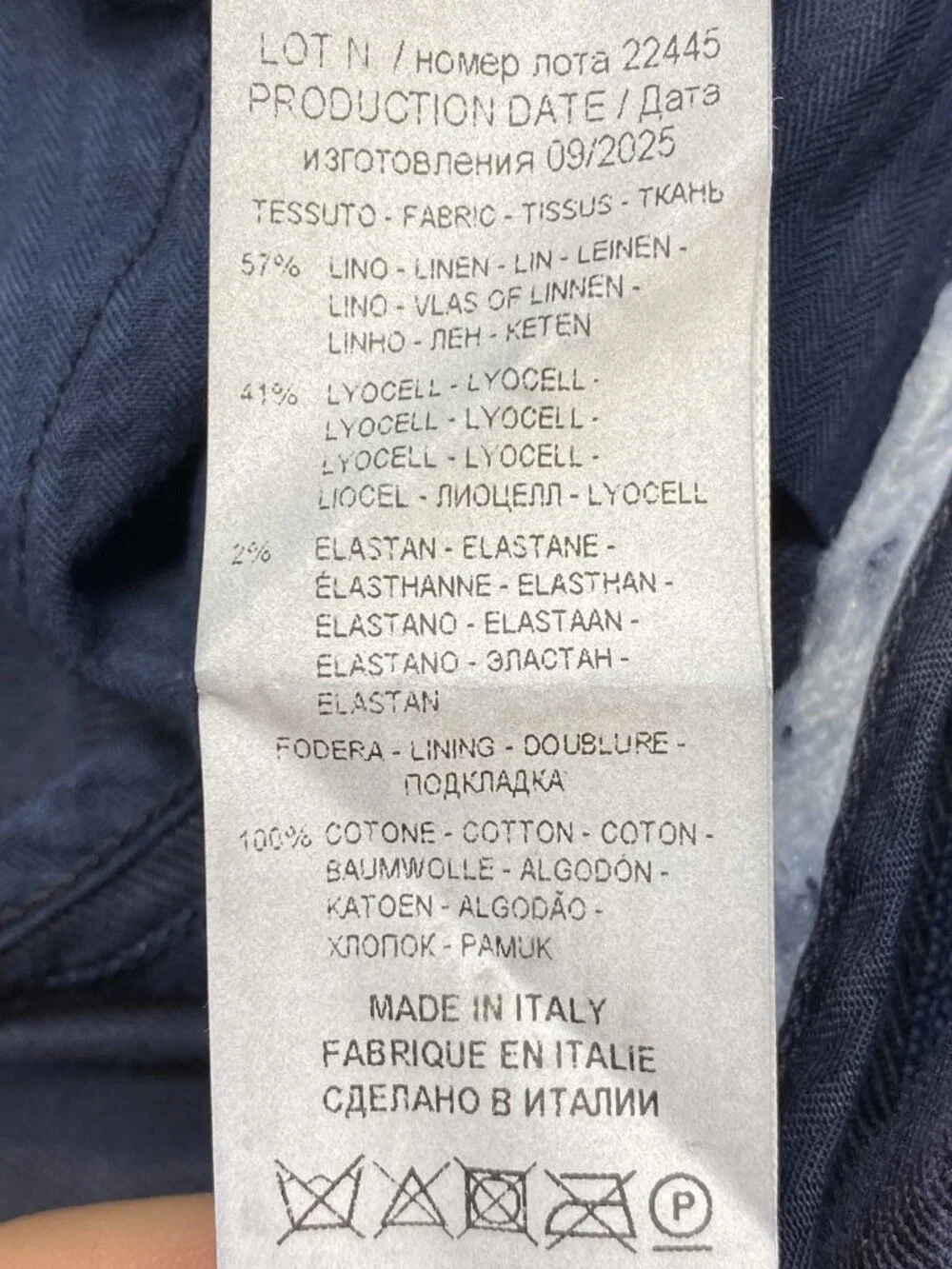 Marco Pescarolo Mens Pant Navy Blue Size 40 Caracciolo Slim Fit Linen Trousers